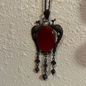 VNT Carnelian Art-Deco silver necklace